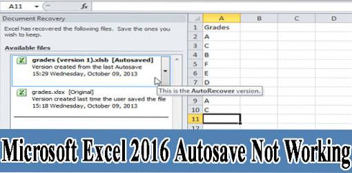 Excel salvataggio automatico non funziona