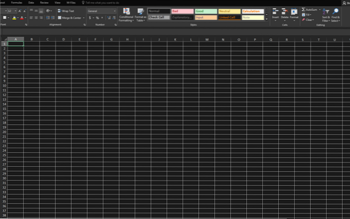 excel dark theme cells