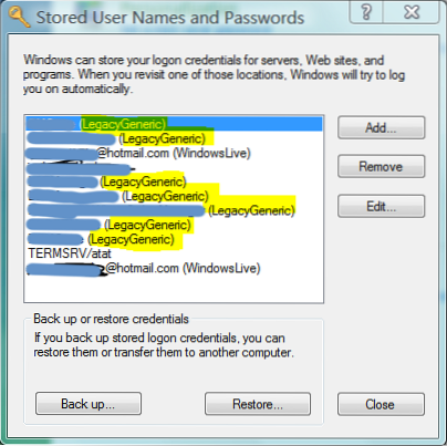 eksporter adgangskoder fra Internet Explorer