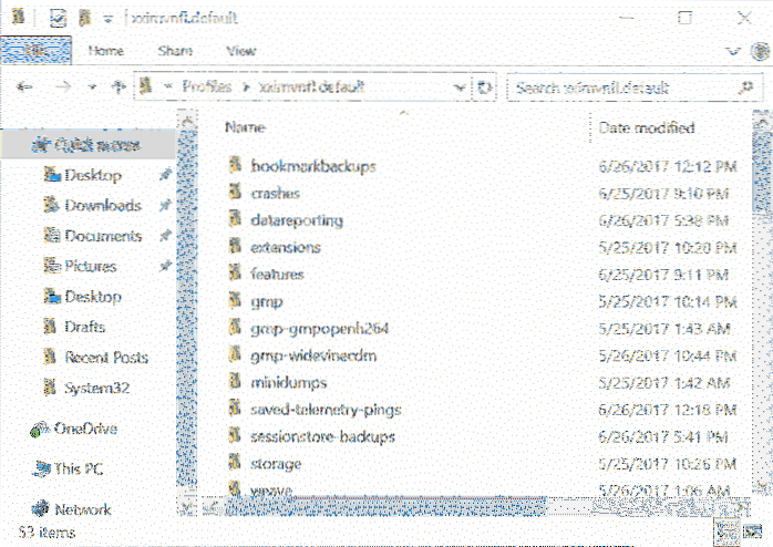 umístění profilu Firefoxu Windows 10