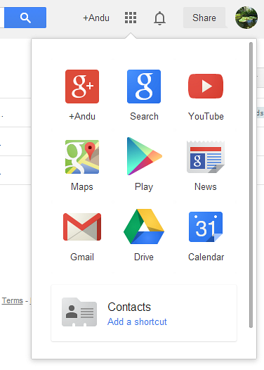 zkratky pro kontakty Google