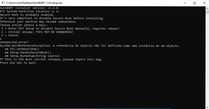 partição do sistema hackbgrt efi não foi encontrada