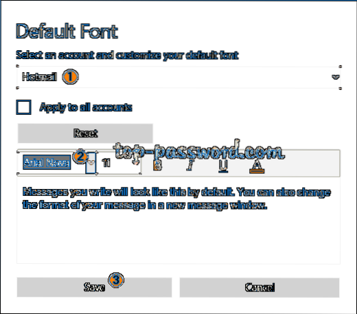 cum schimb fontul în Windows 10 mail