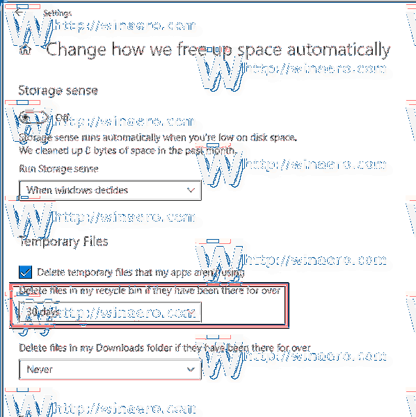 how long do files stay in recycle bin windows 10