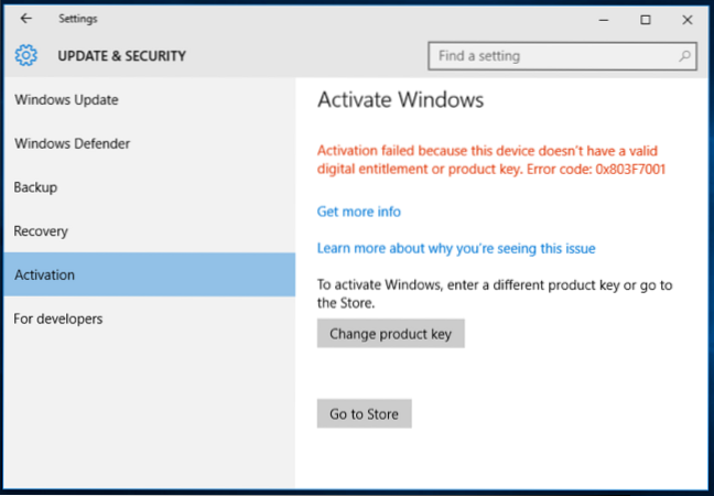 cum se activează Windows 10 fără cheie