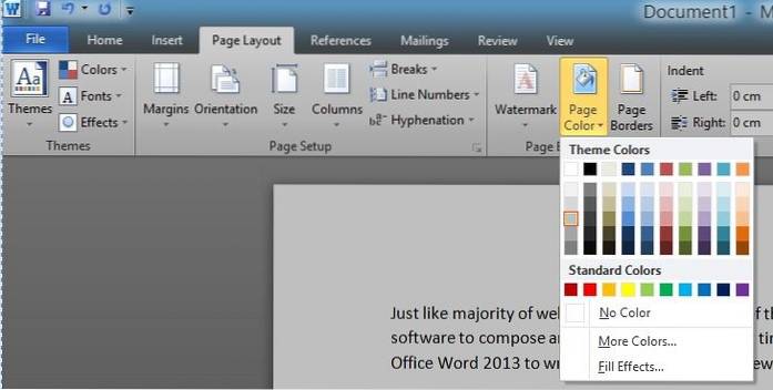 how to change colour on word