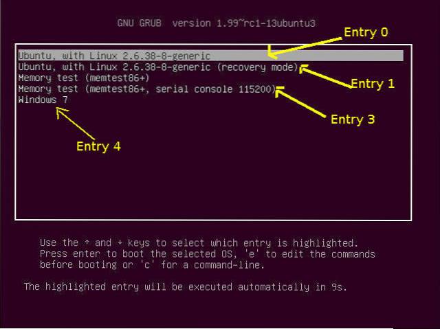 cum se schimbă sistemul de operare implicit în Ubuntu dual boot
