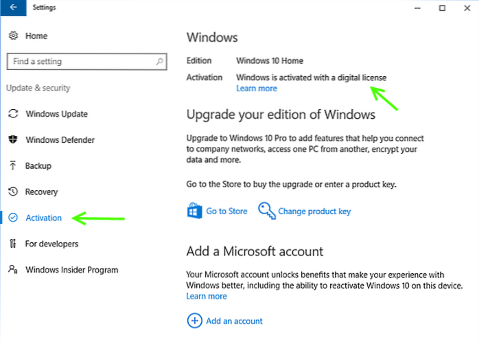 cum se verifică tipul de licență Windows 10