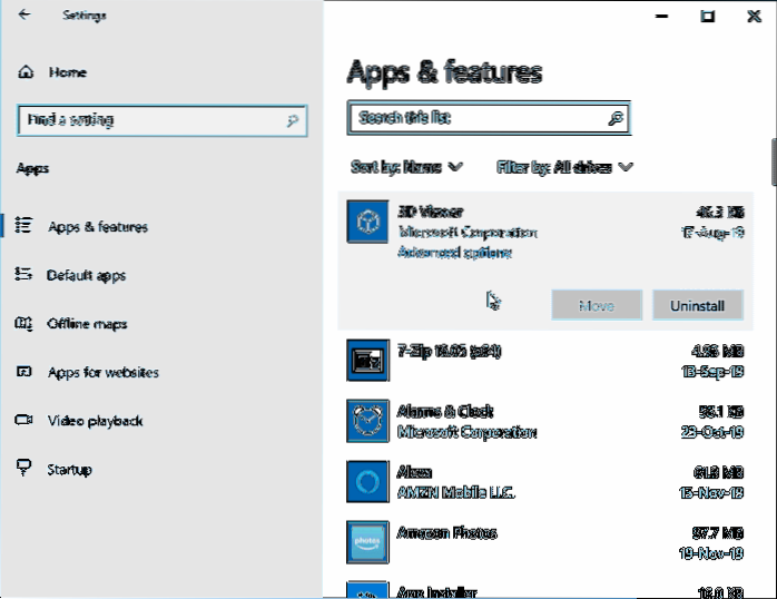 how to delete default apps on windows 10