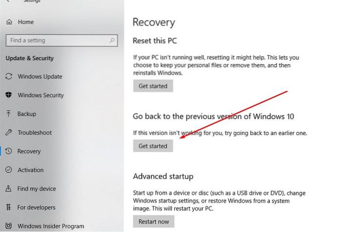 So führen Sie nach 10 Tagen ein Downgrade von Windows 10 Version 2004 auf 1909 durch