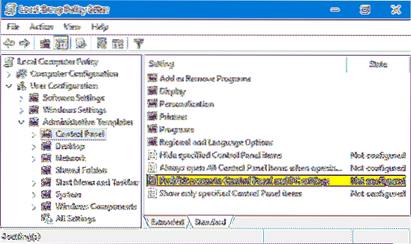 como habilitar o painel de controle no windows 10