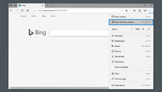 jak povolit soukromé procházení Microsoft Edge