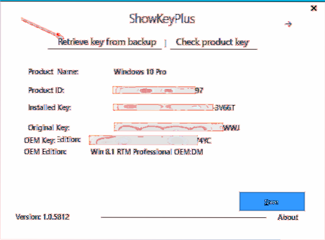 cum se obține cheia de produs Windows veche