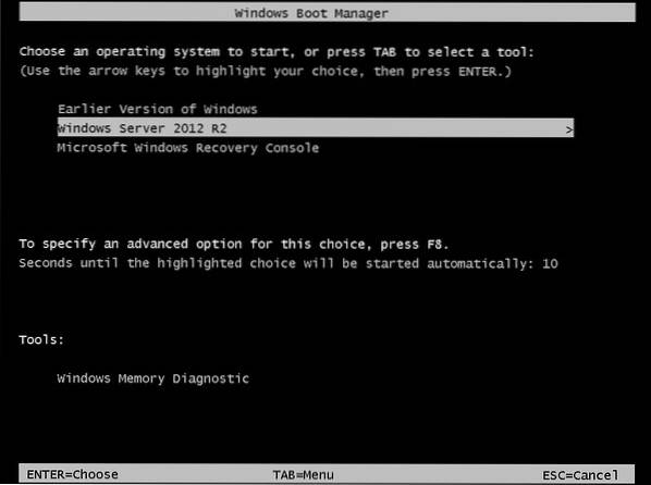hvordan komme ut av Windows boot manager