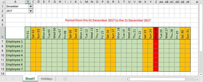 come creare un calendario interattivo in Excel