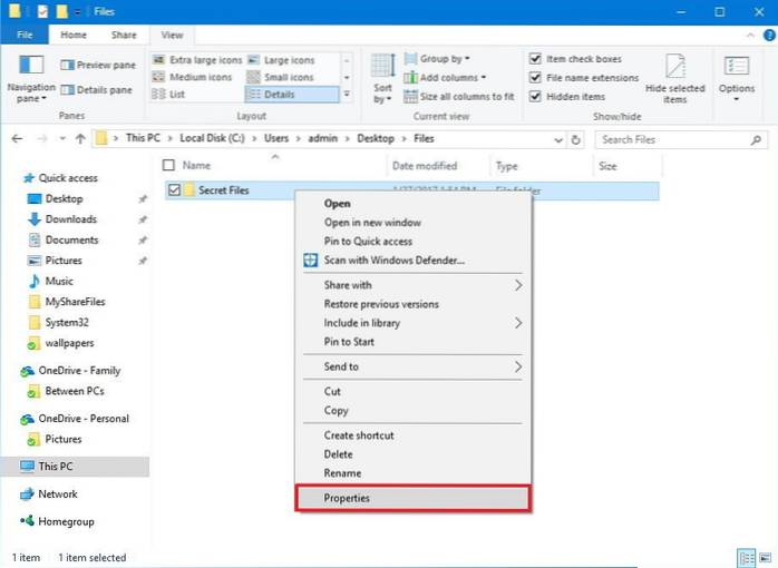 hvordan man laver filer usøgelige windows 10