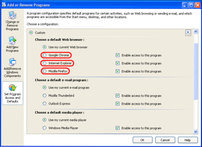 cómo hacer que google chrome sea mi navegador predeterminado en windows xp