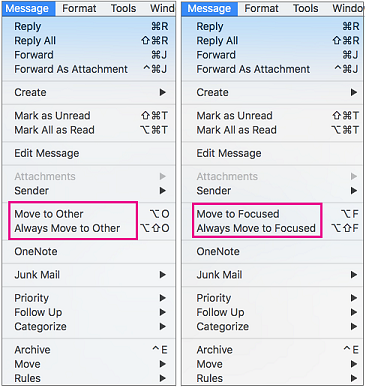 how to merge focussed and other in outlook
