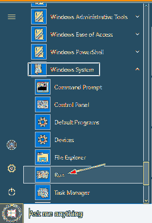 comment ouvrir run dans windows 10