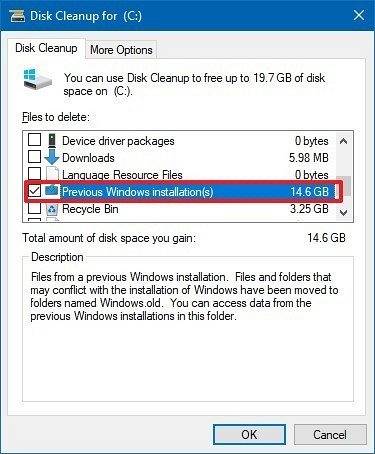 cómo eliminar la carpeta antigua de Windows