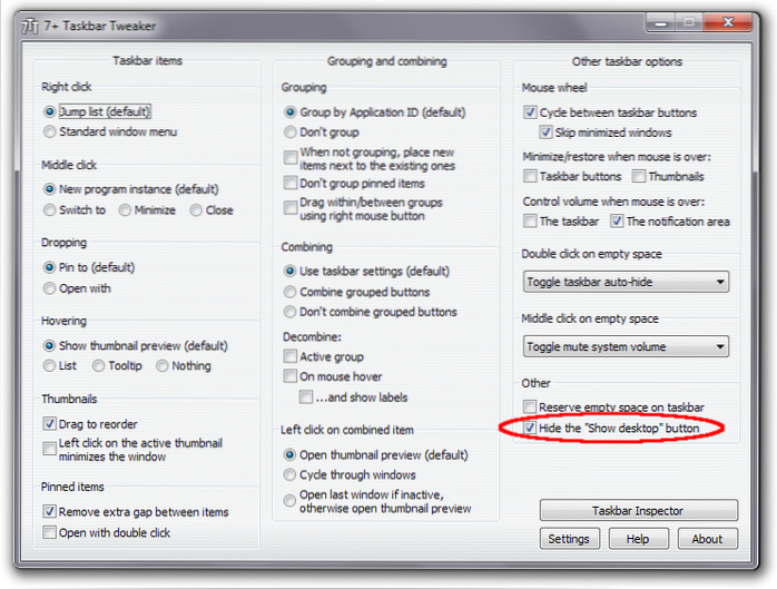 hur man tar bort visa skrivbord från aktivitetsfältet Windows 7