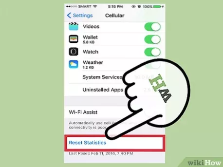 hvordan du tilbakestiller databruk på iPhone