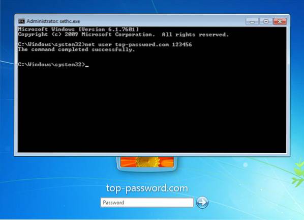how to reset password windows 7