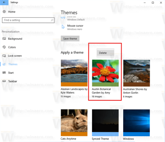 how to uninstall themes in windows 10