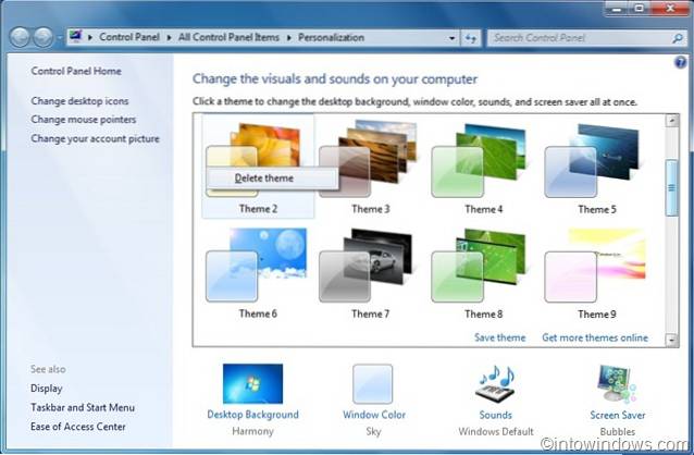 hur man avinstallerar teman i Windows 7