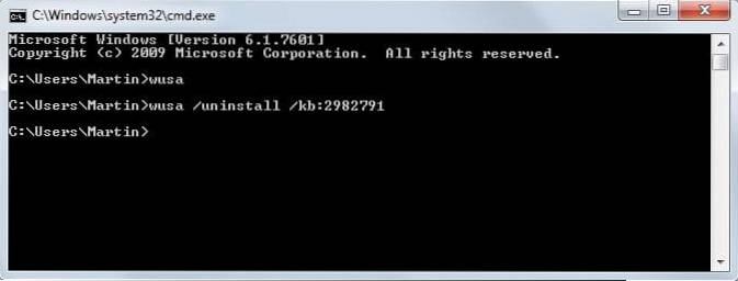 come disinstallare gli aggiornamenti di Windows dal prompt dei comandi