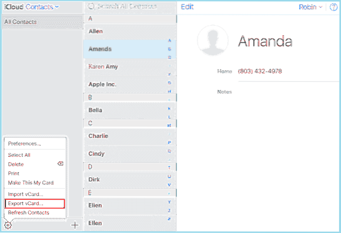 icloud exportiert Kontakte