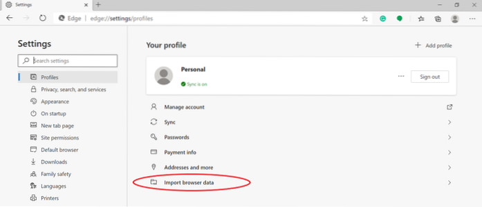 importar contraseñas de Chrome a Android Edge