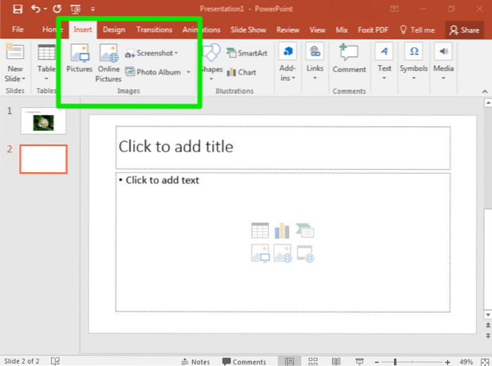 i ms powerpoint, hvilken standardsøgemaskine der bruges til at finde online billeder