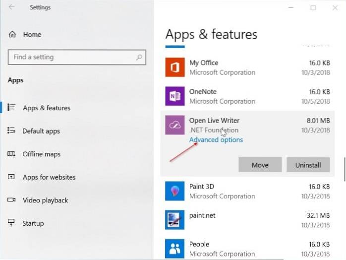 zainstalowane programy nie są wyświetlane w menu Start systemu Windows 10