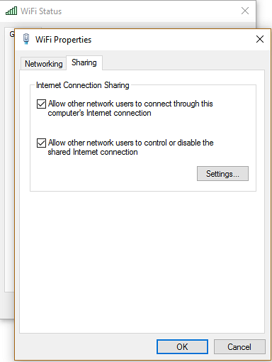 deling av internettforbindelse windows 10