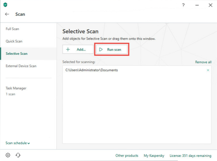 kaspersky external device scan