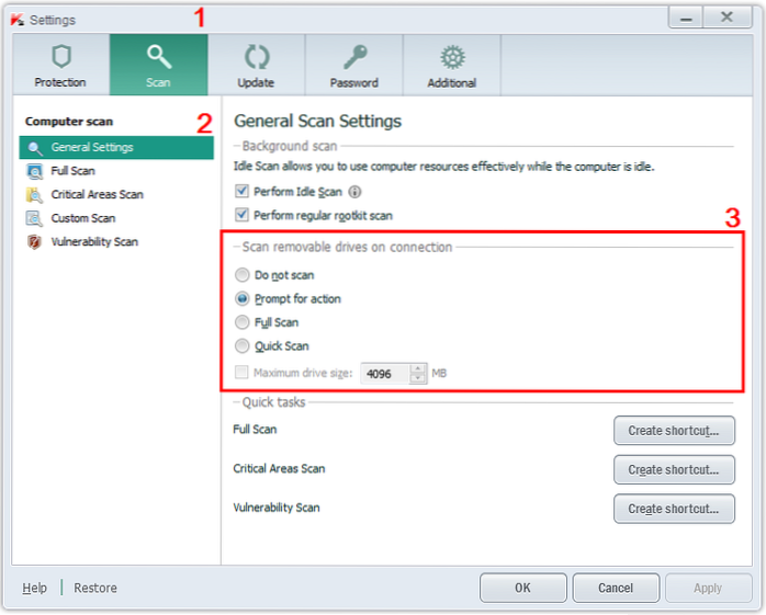 kaspersky removable drive scan
