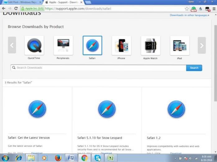 nejnovější prohlížeč safari pro Windows 10