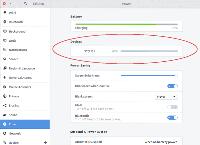 status da bateria do mouse linux