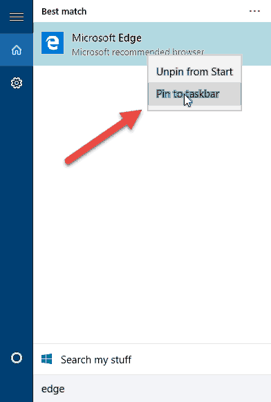 Microsoft Edge unter Windows 10 verloren