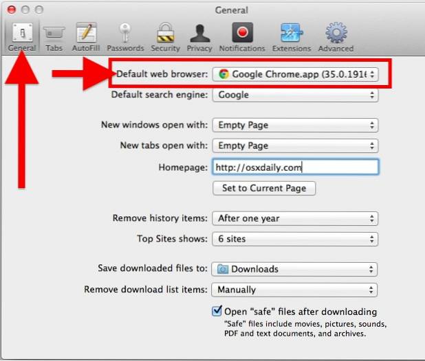 mac os imposta Chrome come browser predefinito