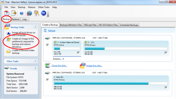 macrium zrcadlí obrazový disk