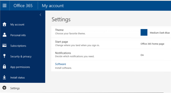 impostazioni dell'account microsoft