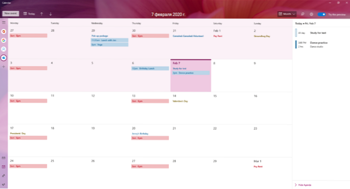 calendário da microsoft
