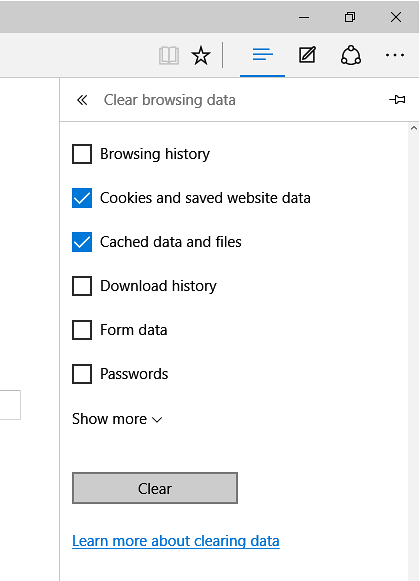 microsoft edge clear cookies