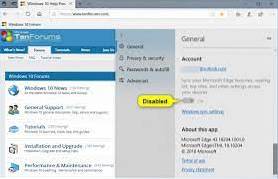 Microsoft Edge deaktivieren Sync GPO