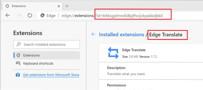 Position der Microsoft Edge-Erweiterungen