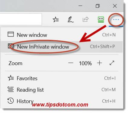 Microsoft Edge Incognito-Befehlszeile