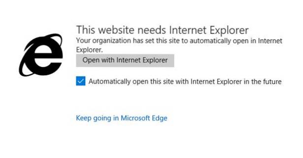 Microsoft Edge-Weiterleitung zum Internet Explorer