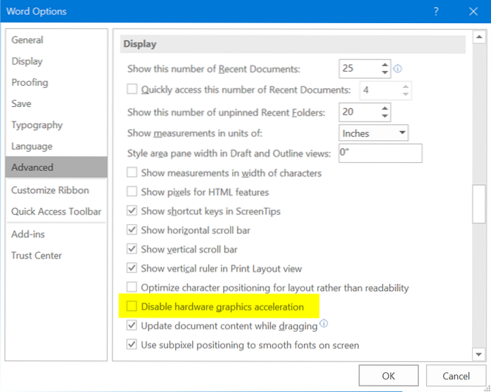 microsoft word 2016 running slow